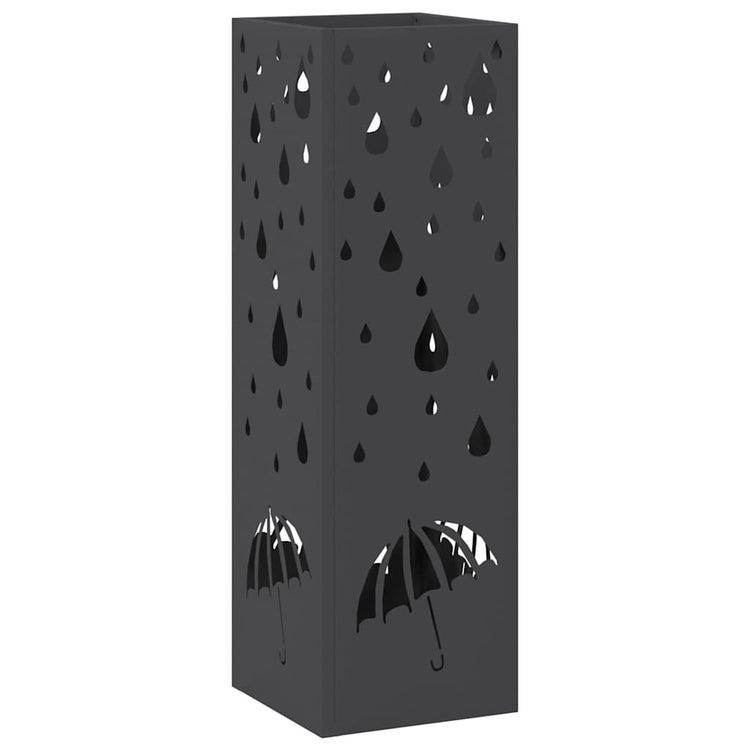 Vidaxl regen paraplu standaard zwart 15,5 x 15,5 x 49 cm staal