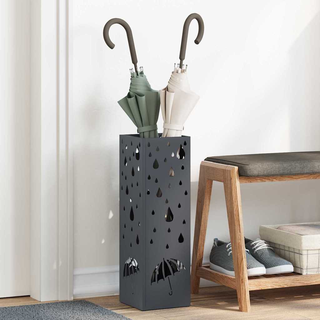 Vidaxl regen paraplu standaard antraciet 15,5 x 15,5 x 49 cm staal