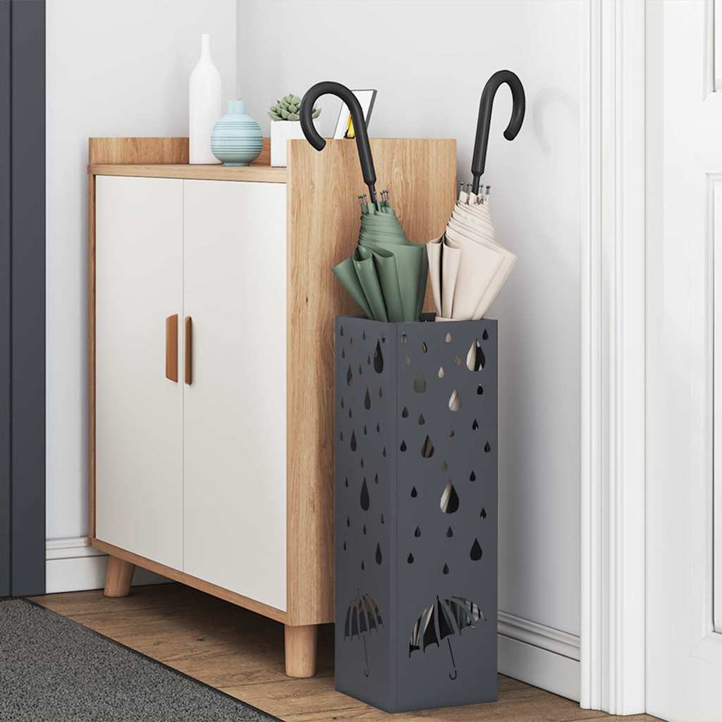 Vidaxl paraplu standaard antraciet 15,5 x 15,5 x 49 cm metaal