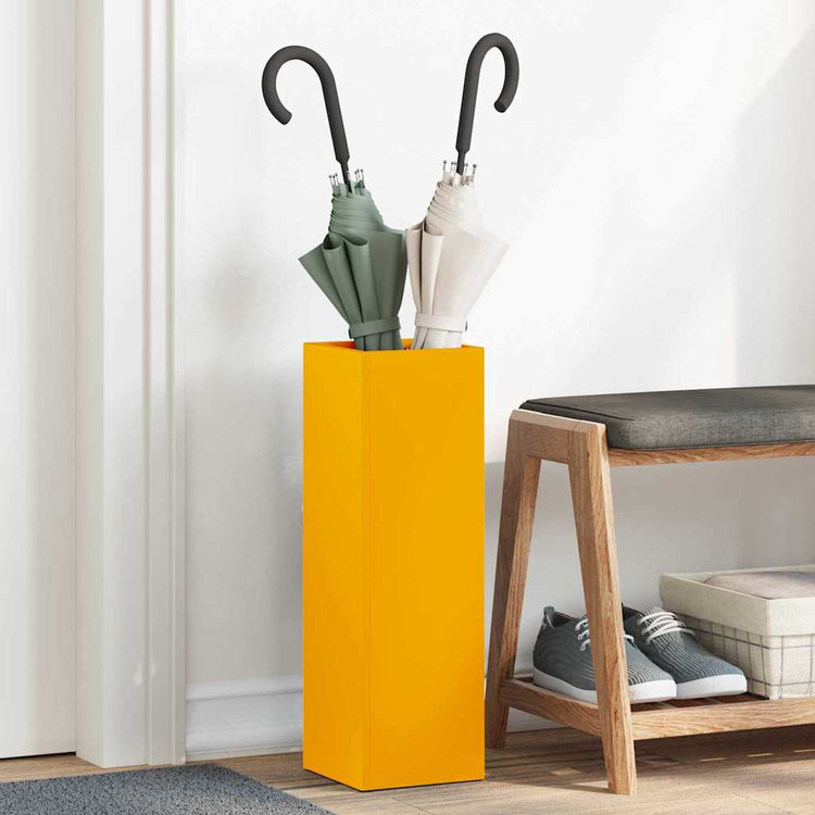 Vidaxl regen paraplu standaard mosterdgeel 15,5 x 15,5 x 49 cm staal