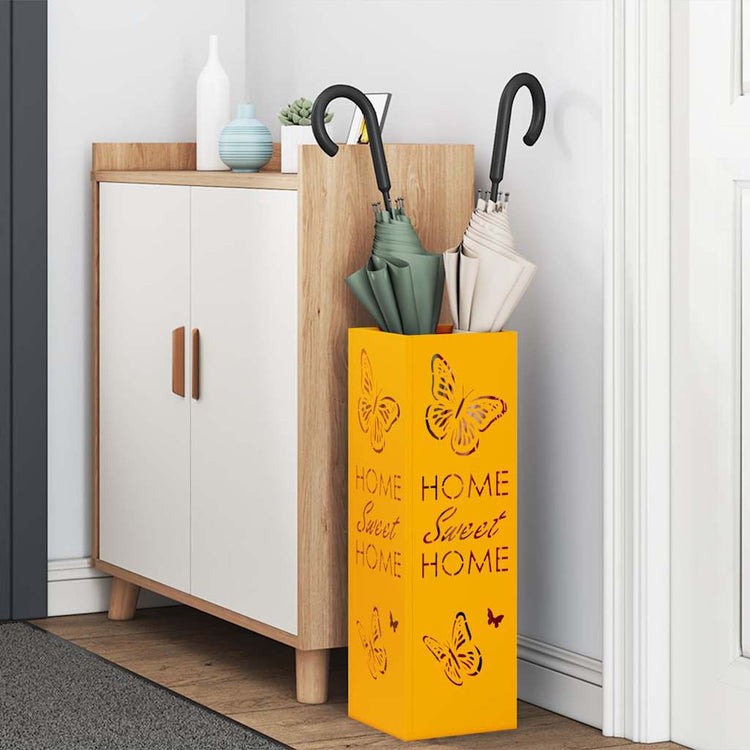 Vidaxl regen paraplu standaard mosterdgeel 15,5 x 15,5 x 49 cm staal