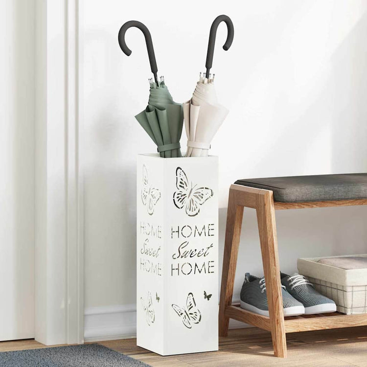 Vidaxl regen paraplu standaard wit 15,5 x 15,5 x 49 cm staal