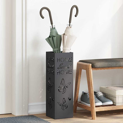 Vidaxl regen paraplu standaard zwart 15,5 x 15,5 x 49 cm staal
