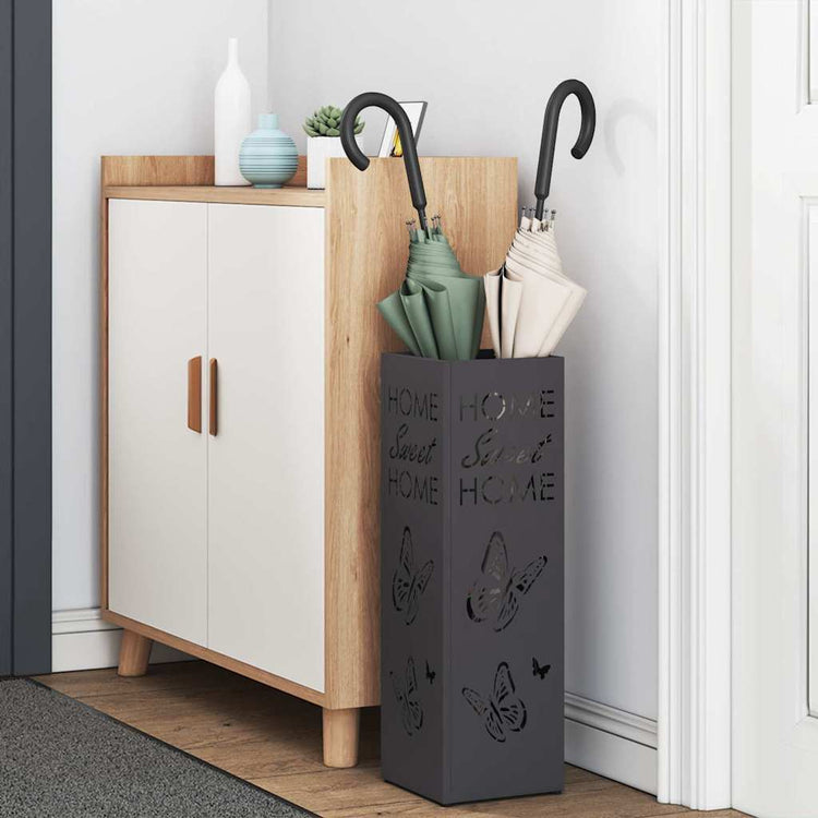 Vidaxl regen paraplu standaard zwart 15,5 x 15,5 x 49 cm staal