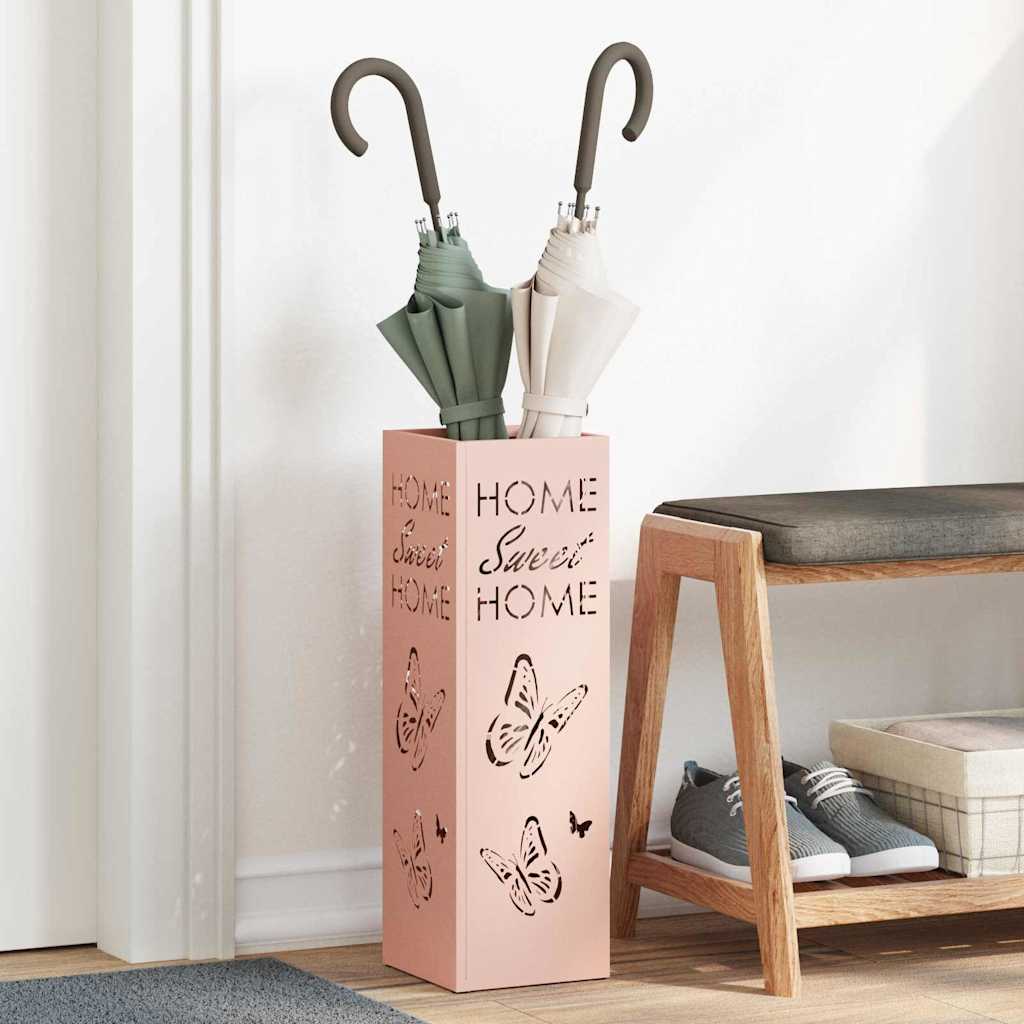 Vidaxl regen paraplu standaard roze 15,5 x 15,5 x 49 cm staal