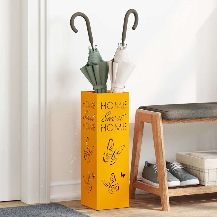 Vidaxl regen paraplu standaard mosterdgeel 15,5 x 15,5 x 49 cm staal