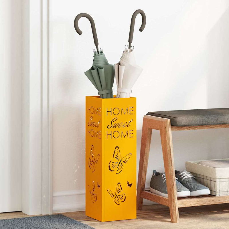 Vidaxl paraplu standaard mosterdgeel 15,5 x 15,5 x 49 cm metaal