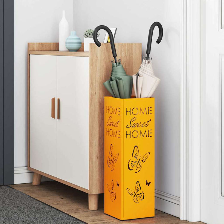 Vidaxl regen paraplu standaard mosterdgeel 15,5 x 15,5 x 49 cm staal