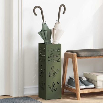 Vidaxl regen paraplu standaard olijfgroen 15,5 x 15,5 x 49 cm staal