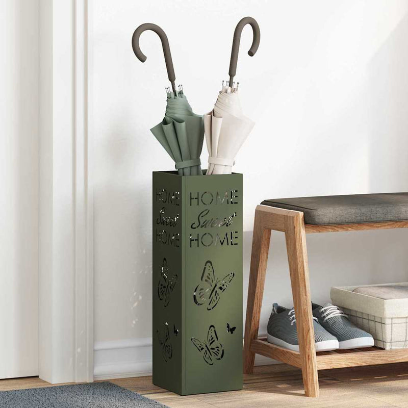 Vidaxl paraplu standaard olijfgroen 15,5 x 15,5 x 49 cm metaal