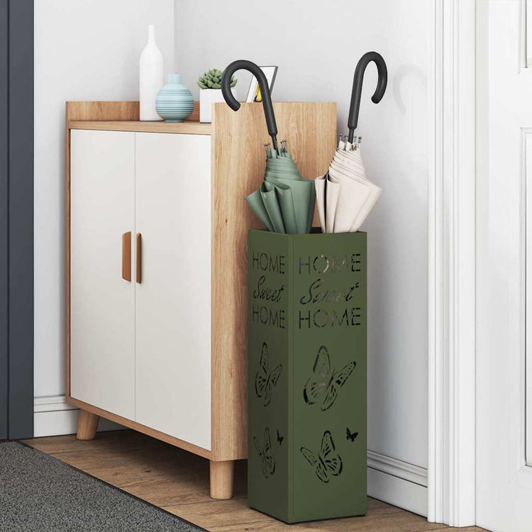 Vidaxl regen paraplu standaard olijfgroen 15,5 x 15,5 x 49 cm staal