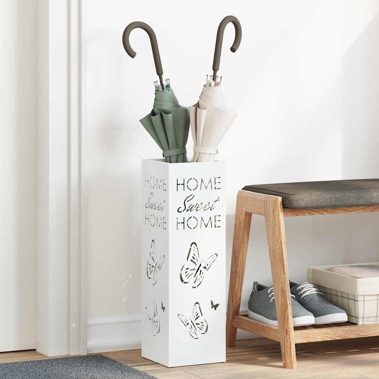 Vidaxl regen paraplu standaard wit 15,5 x 15,5 x 49 cm staal