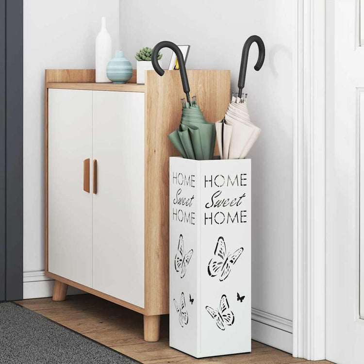 Vidaxl regen paraplu standaard wit 15,5 x 15,5 x 49 cm staal