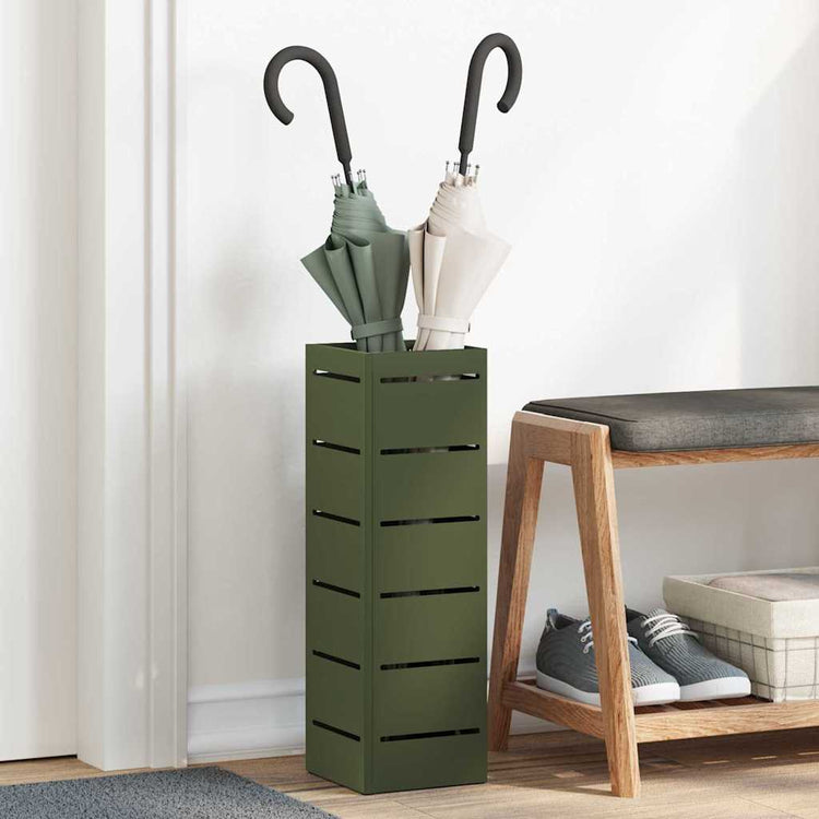 Vidaxl paraplu standaard olijfgroen 15,5 x 15,5 x 49 cm metaal