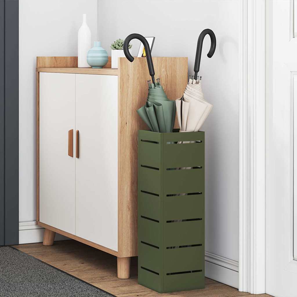 Vidaxl paraplu standaard olijfgroen 15,5 x 15,5 x 49 cm metaal