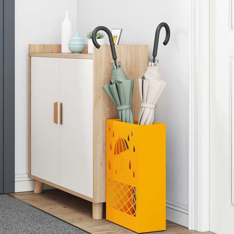 Vidaxl regen paraplu standaard mosterdgeel 28 x 12 x 41 cm staal