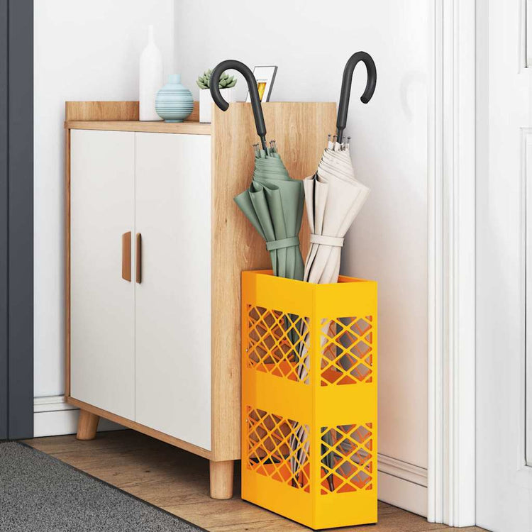 Vidaxl regen paraplu standaard mosterdgeel 28 x 12 x 41 cm staal