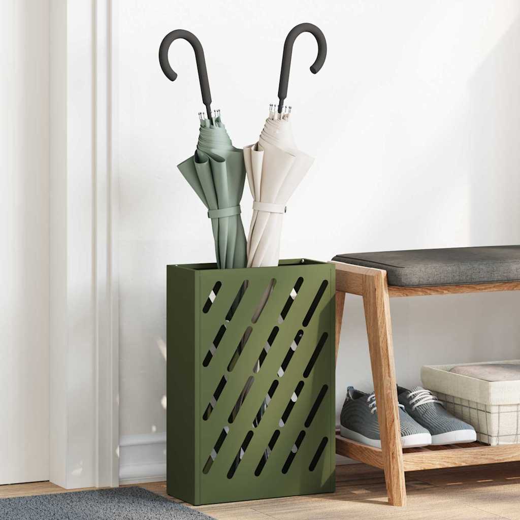 Vidaxl regen paraplu standaard olijfgroen 28 x 12 x 41 cm staal