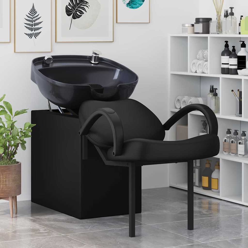 Vidaxl shampoo stoel zwart 136 x 60 x 92 cm pvc