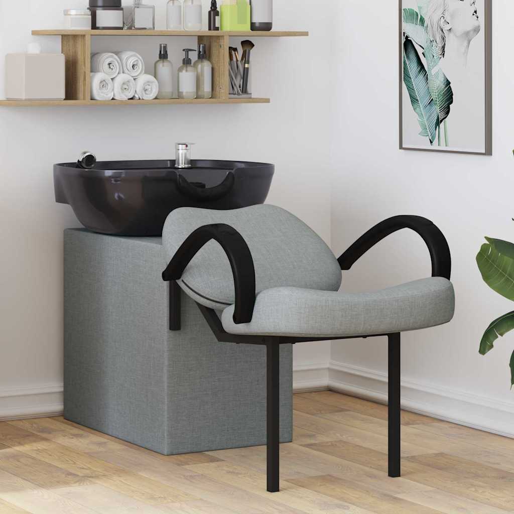 Vidaxl shampoo stoel lichtgrijs en zwart 136 x 60 x 92 cm stof