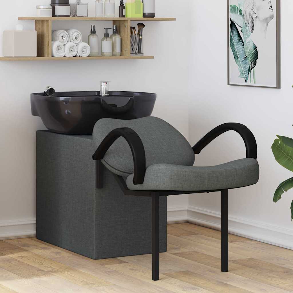 Vidaxl shampoo stoel donkergrijs en zwart 136 x 60 x 92 cm stof
