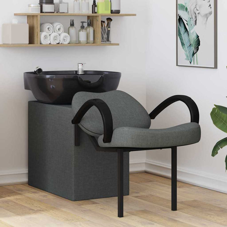 Vidaxl shampoo stoel donkergrijs en zwart 136 x 60 x 92 cm stof