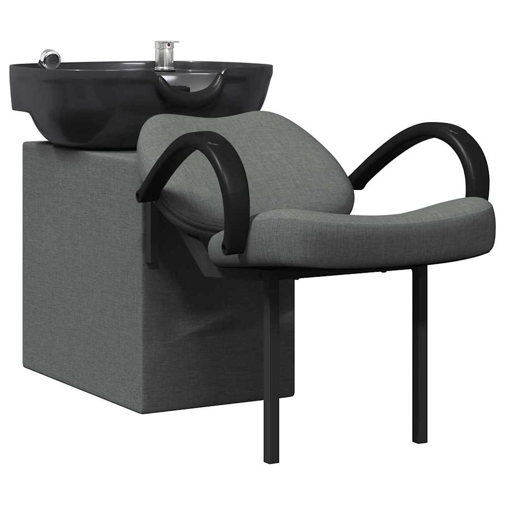 Vidaxl shampoo stoel donkergrijs en zwart 136 x 60 x 92 cm stof