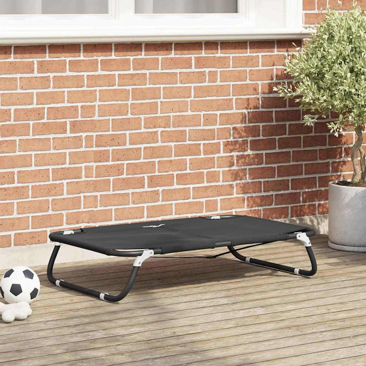 Vidaxl hondenbed 90 x 55 x 18 cm staal zwart