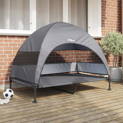 Vidaxl verhoogd hondenbed 127 x 81 x 108 cm stof en staal lichtgrijs