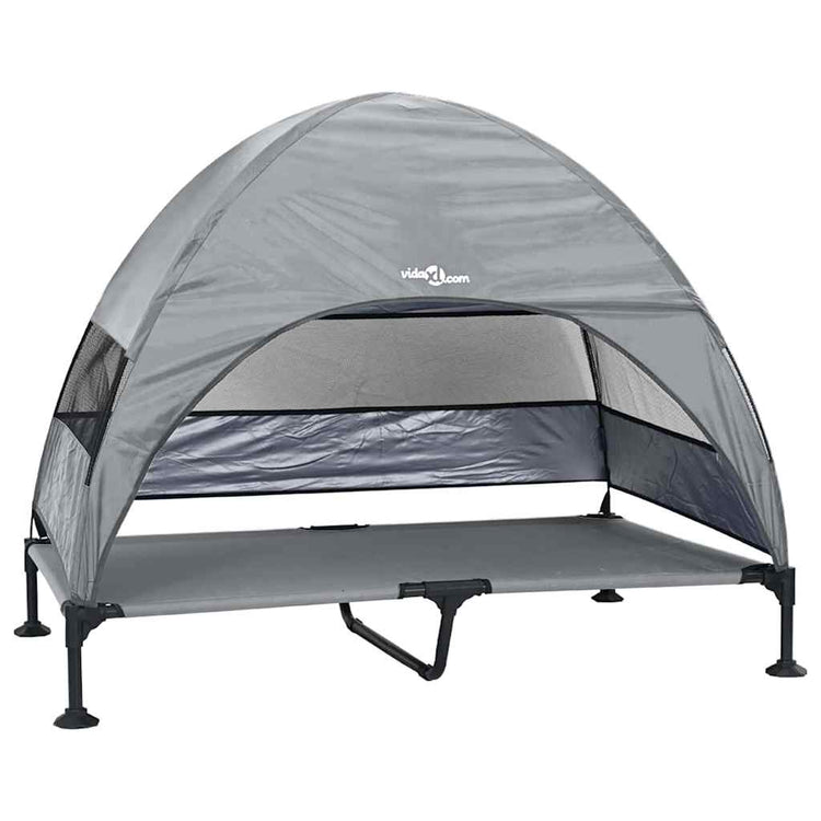 Vidaxl verhoogd hondenbed 127 x 81 x 108 cm stof en staal lichtgrijs