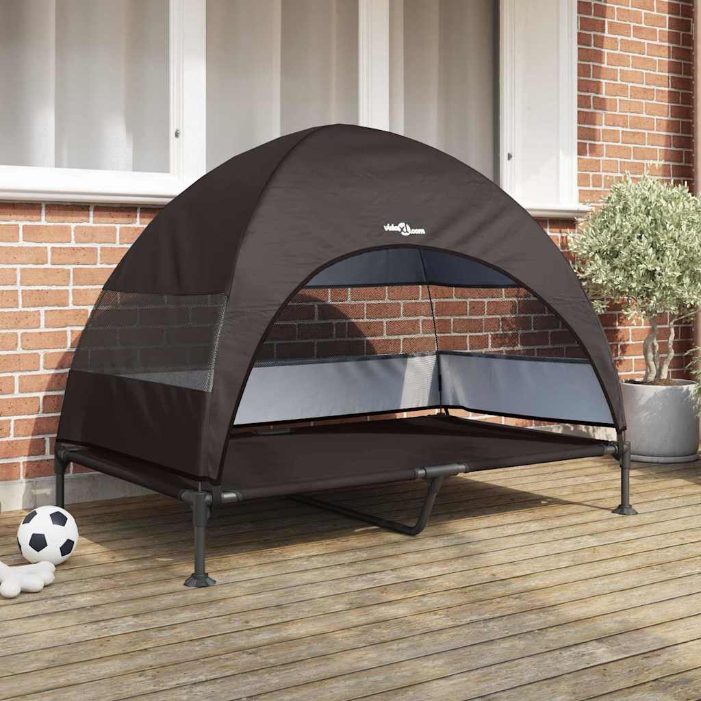 Vidaxl verhoogd hondenbed 127 x 81 x 108 cm stof en staal bruin