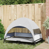 Vidaxl verhoogd hondenbed 127 x 81 x 108 cm stof en staal zilvergrijs - afbeelding 3