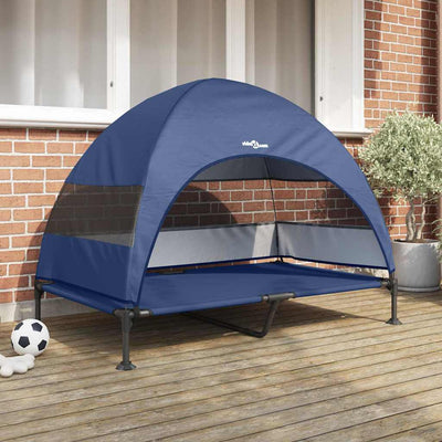 Vidaxl verhoogd hondenbed 127 x 81 x 108 cm stof en staal marineblauw