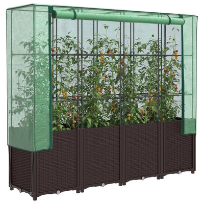 Vidaxl plantenbak verhoogd met kashoes 160x40x153 cm rattanlook