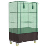 Vidaxl plantenbak verhoogd met hoes en wielen 80x50x182 cm rattanlook - afbeelding 2
