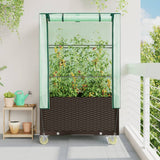 Vidaxl plantenbak verhoogd met hoes en wielen 80x50x182 cm rattanlook - afbeelding 3