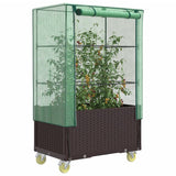 Vidaxl plantenbak verhoogd met hoes en wielen 80x50x182 cm rattanlook - afbeelding 1