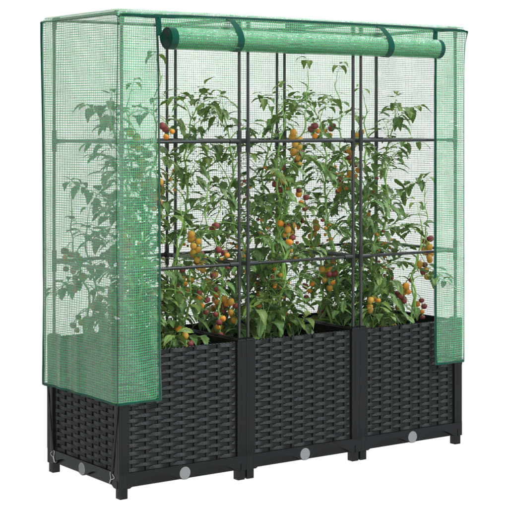 Vidaxl plantenbak verhoogd met kashoes 120x40x138 cm rattanlook