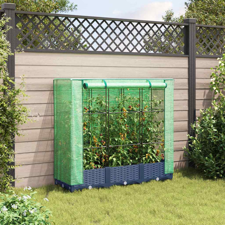 Vidaxl verhoogde plantenbak met kashoes rotanlook 120x40x123 cm
