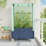 Vidaxl plantenbak verhoogd met hoes en wielen 80x50x182 cm rattanlook - afbeelding 3