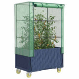 Vidaxl plantenbak verhoogd met hoes en wielen 80x50x182 cm rattanlook - afbeelding 1