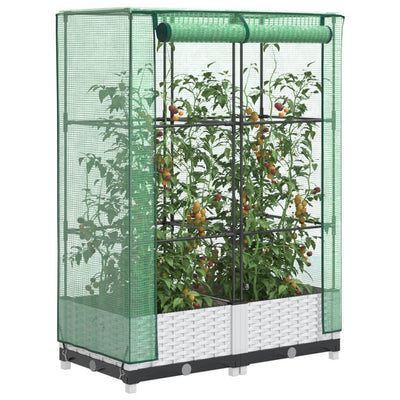 Vidaxl plantenbak verhoogd met kashoes 80x40x123 cm rattanlook