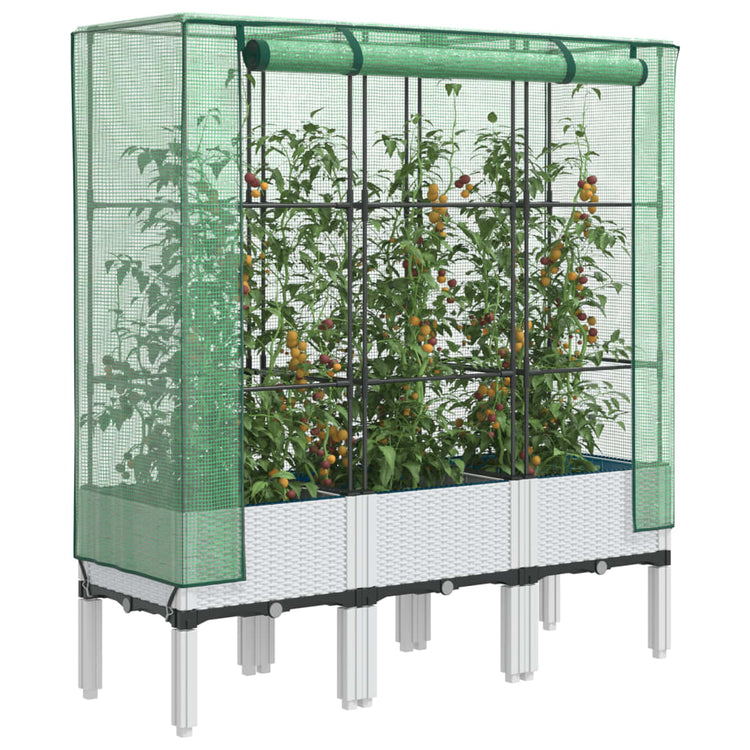 Vidaxl plantenbak verhoogd met kashoes 120x40x140 cm rattanlook