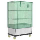 Vidaxl plantenbak verhoogd met hoes en wielen 80x50x182 cm rattanlook - afbeelding 2
