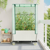 Vidaxl plantenbak verhoogd met hoes en wielen 80x50x182 cm rattanlook - afbeelding 3