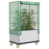 Vidaxl plantenbak verhoogd met hoes en wielen 80x50x182 cm rattanlook - afbeelding 1