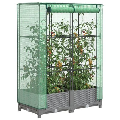 Vidaxl plantenbak verhoogd met kashoes 80x40x123 cm rattanlook