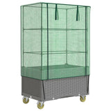 Vidaxl plantenbak verhoogd met hoes en wielen 80x50x182 cm rattanlook - afbeelding 2