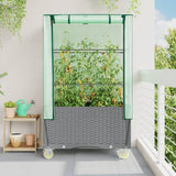 Vidaxl plantenbak verhoogd met hoes en wielen 80x50x182 cm rattanlook - afbeelding 3