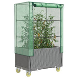 Vidaxl plantenbak verhoogd met hoes en wielen 80x50x182 cm rattanlook - afbeelding 1